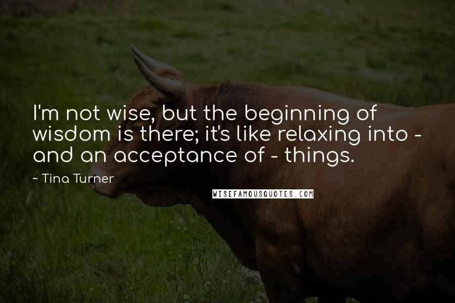 Tina Turner Quotes: I'm not wise, but the beginning of wisdom is there; it's like relaxing into - and an acceptance of - things.