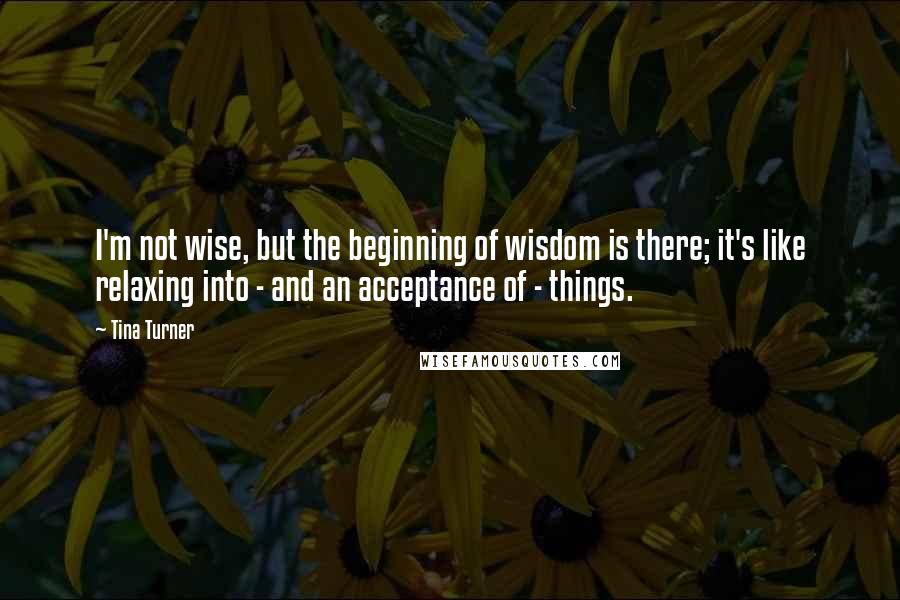 Tina Turner Quotes: I'm not wise, but the beginning of wisdom is there; it's like relaxing into - and an acceptance of - things.