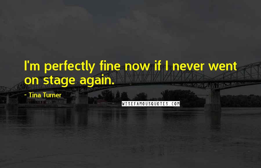 Tina Turner Quotes: I'm perfectly fine now if I never went on stage again.