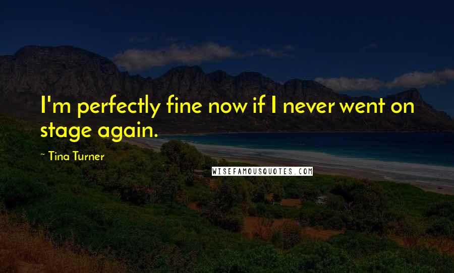 Tina Turner Quotes: I'm perfectly fine now if I never went on stage again.
