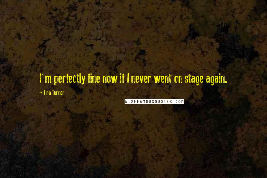 Tina Turner Quotes: I'm perfectly fine now if I never went on stage again.