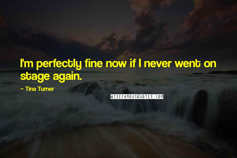 Tina Turner Quotes: I'm perfectly fine now if I never went on stage again.