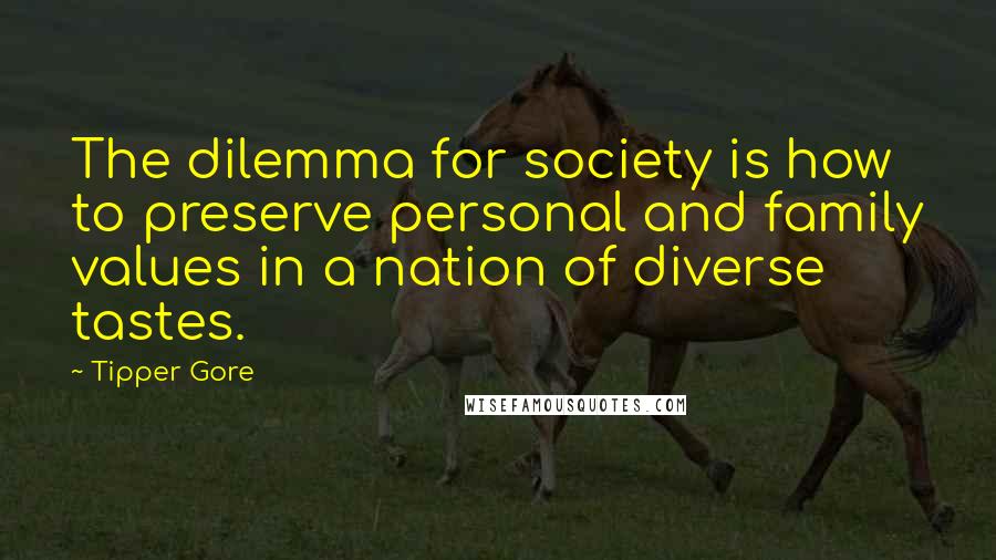 Tipper Gore Quotes: The dilemma for society is how to preserve personal and family values in a nation of diverse tastes.