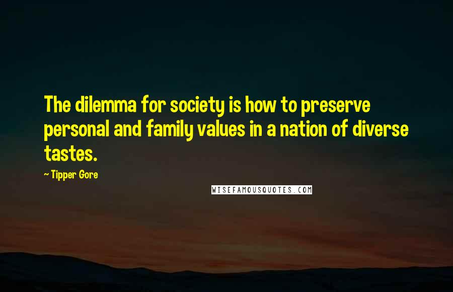 Tipper Gore Quotes: The dilemma for society is how to preserve personal and family values in a nation of diverse tastes.