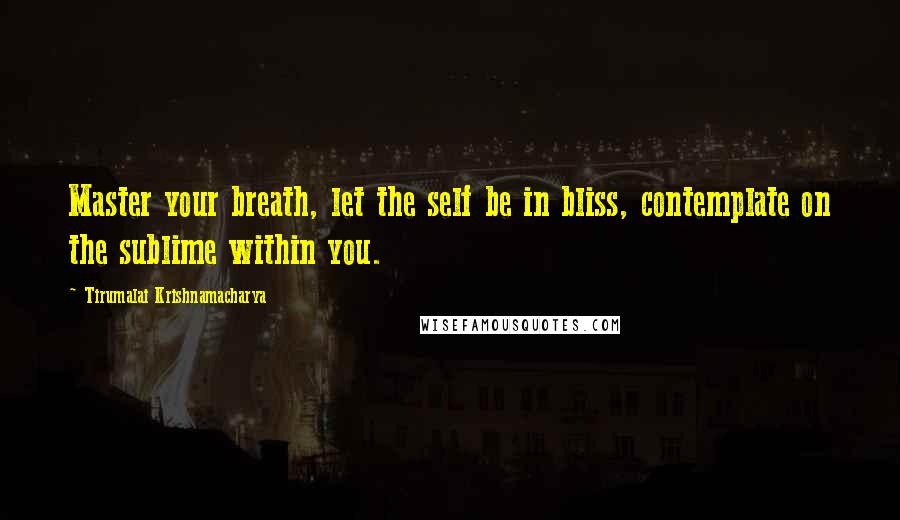 Tirumalai Krishnamacharya Quotes: Master your breath, let the self be in bliss, contemplate on the sublime within you.