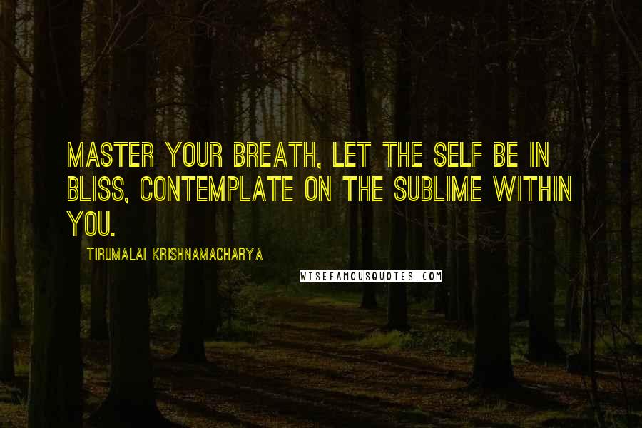 Tirumalai Krishnamacharya Quotes: Master your breath, let the self be in bliss, contemplate on the sublime within you.