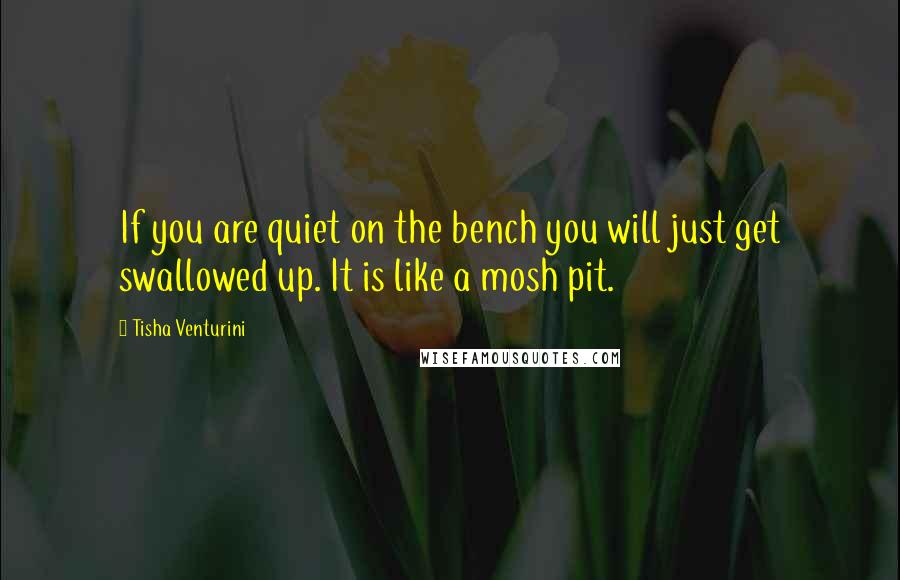 Tisha Venturini Quotes: If you are quiet on the bench you will just get swallowed up. It is like a mosh pit.