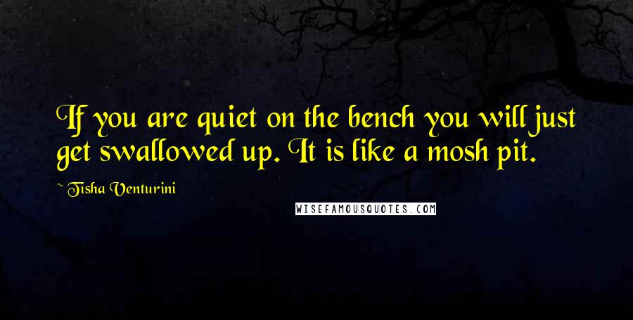 Tisha Venturini Quotes: If you are quiet on the bench you will just get swallowed up. It is like a mosh pit.