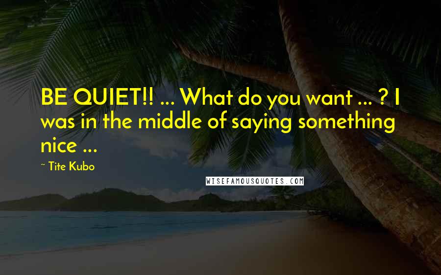 Tite Kubo Quotes: BE QUIET!! ... What do you want ... ? I was in the middle of saying something nice ...