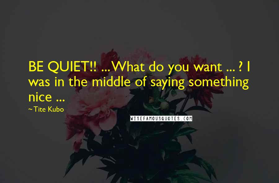 Tite Kubo Quotes: BE QUIET!! ... What do you want ... ? I was in the middle of saying something nice ...