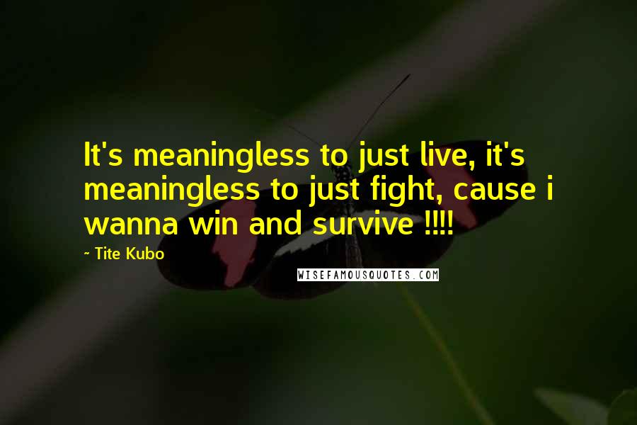 Tite Kubo Quotes: It's meaningless to just live, it's meaningless to just fight, cause i wanna win and survive !!!!