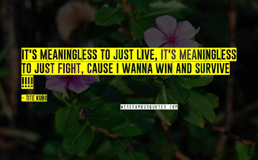 Tite Kubo Quotes: It's meaningless to just live, it's meaningless to just fight, cause i wanna win and survive !!!!