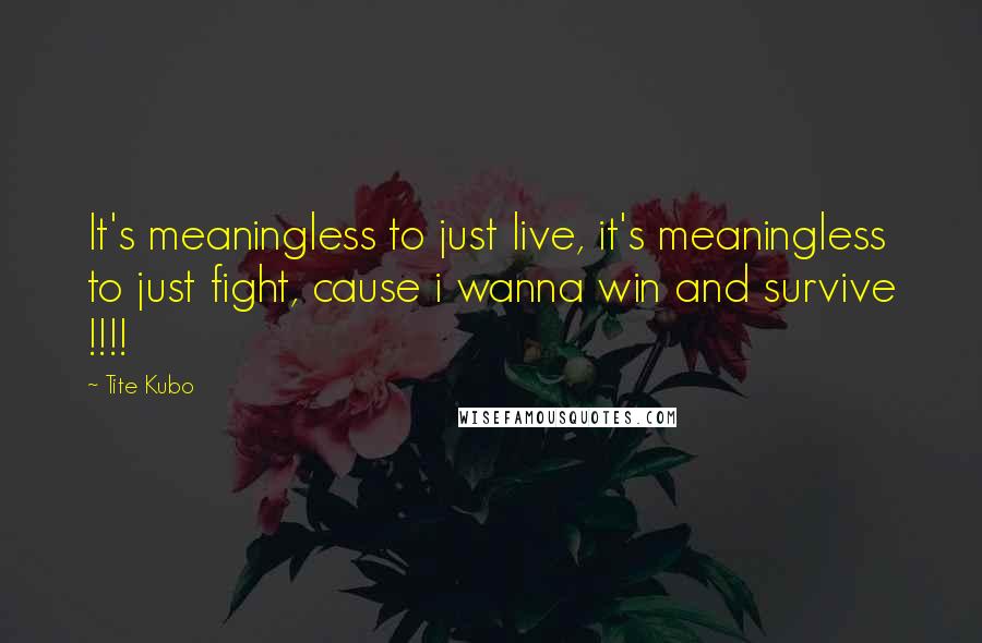 Tite Kubo Quotes: It's meaningless to just live, it's meaningless to just fight, cause i wanna win and survive !!!!