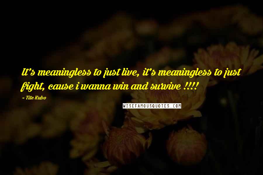 Tite Kubo Quotes: It's meaningless to just live, it's meaningless to just fight, cause i wanna win and survive !!!!