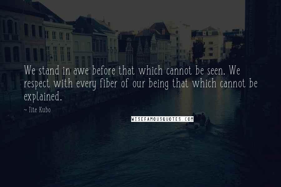 Tite Kubo Quotes: We stand in awe before that which cannot be seen. We respect with every fiber of our being that which cannot be explained.