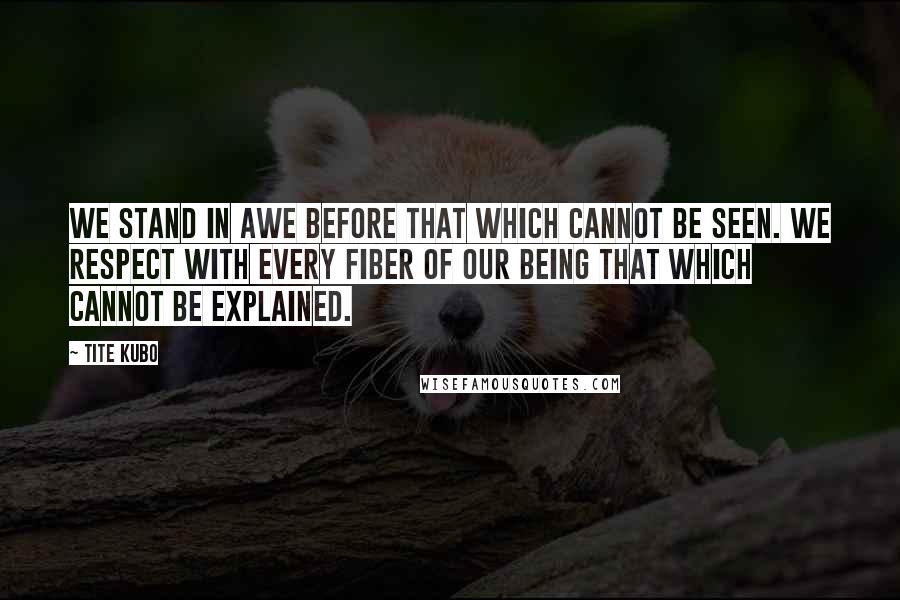 Tite Kubo Quotes: We stand in awe before that which cannot be seen. We respect with every fiber of our being that which cannot be explained.