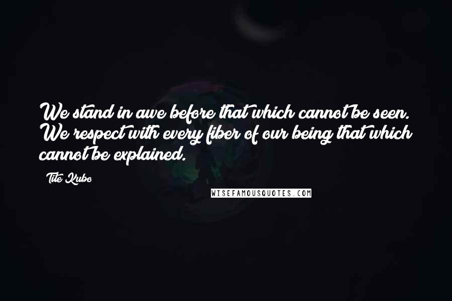 Tite Kubo Quotes: We stand in awe before that which cannot be seen. We respect with every fiber of our being that which cannot be explained.