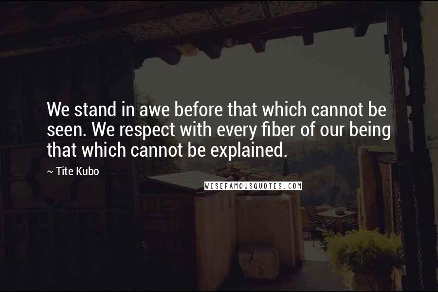 Tite Kubo Quotes: We stand in awe before that which cannot be seen. We respect with every fiber of our being that which cannot be explained.