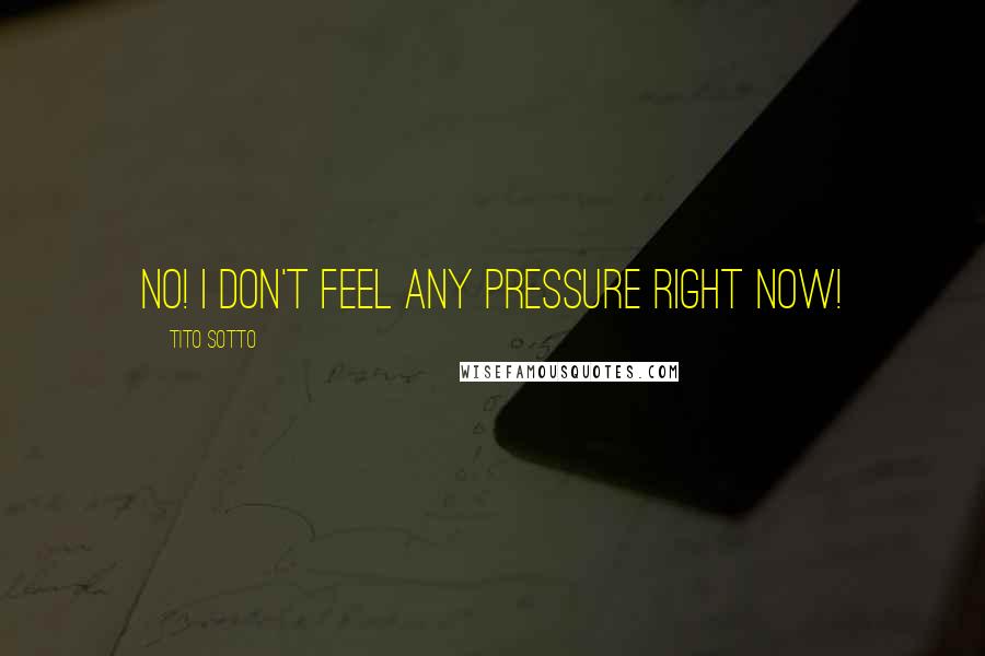 Tito Sotto Quotes: No! I don't feel any pressure right now!