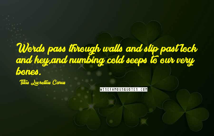 Titus Lucretius Carus Quotes: Words pass through walls and slip past lock and key,and numbing cold seeps to our very bones.