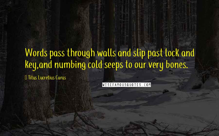 Titus Lucretius Carus Quotes: Words pass through walls and slip past lock and key,and numbing cold seeps to our very bones.