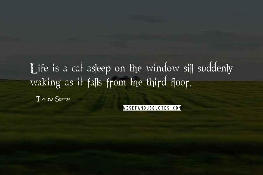 Tiziano Scarpa Quotes: Life is a cat asleep on the window sill suddenly waking as it falls from the third floor.