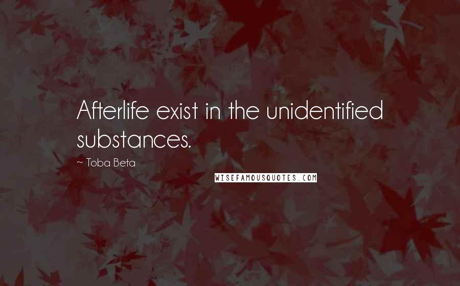 Toba Beta Quotes: Afterlife exist in the unidentified substances.