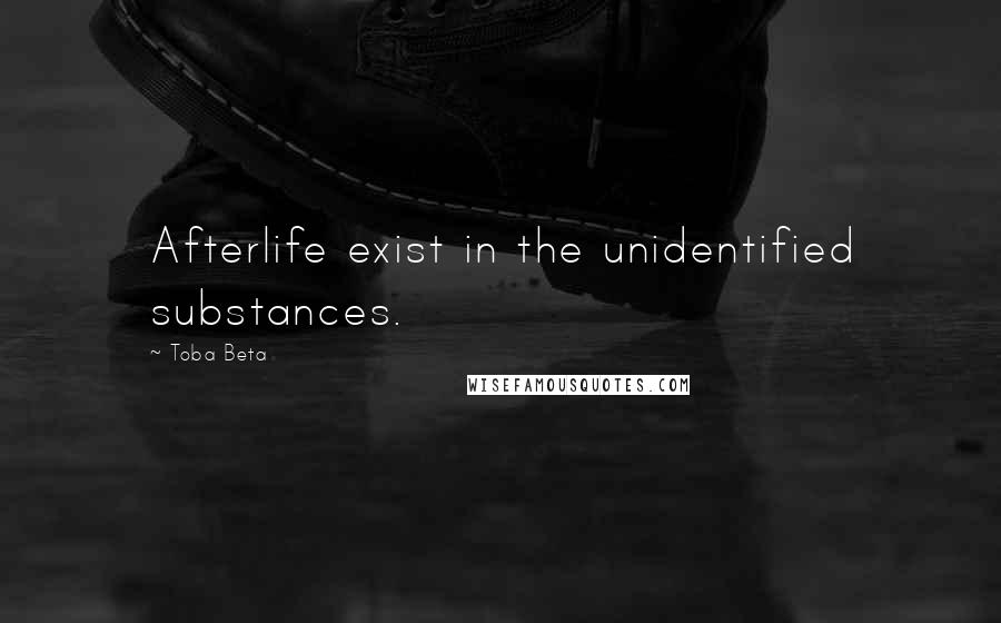 Toba Beta Quotes: Afterlife exist in the unidentified substances.