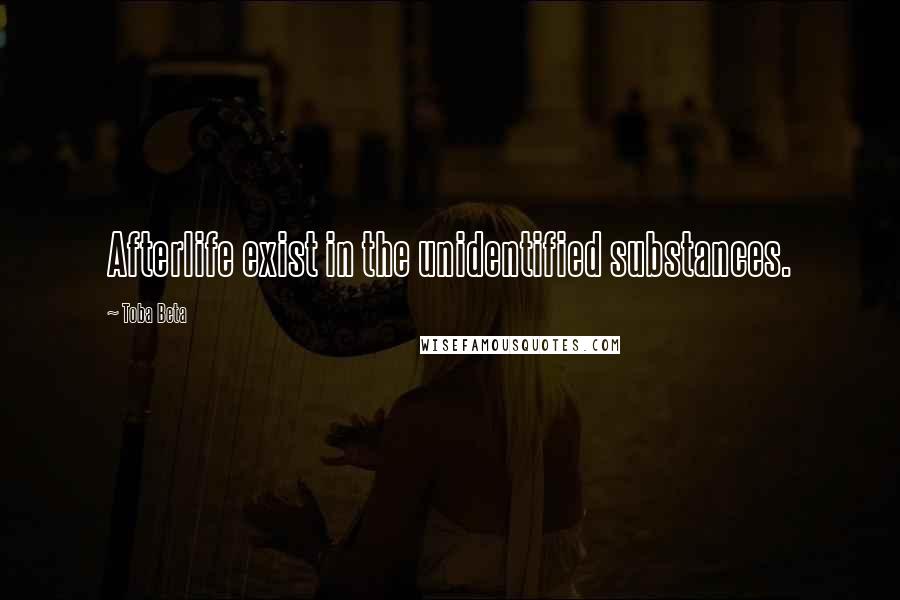 Toba Beta Quotes: Afterlife exist in the unidentified substances.