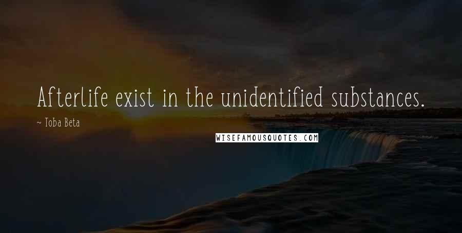 Toba Beta Quotes: Afterlife exist in the unidentified substances.