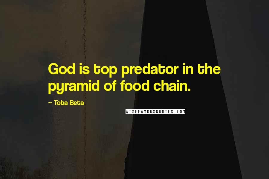 Toba Beta Quotes: God is top predator in the pyramid of food chain.