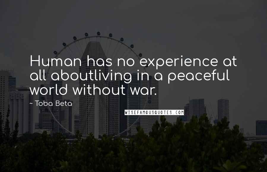 Toba Beta Quotes: Human has no experience at all aboutliving in a peaceful world without war.