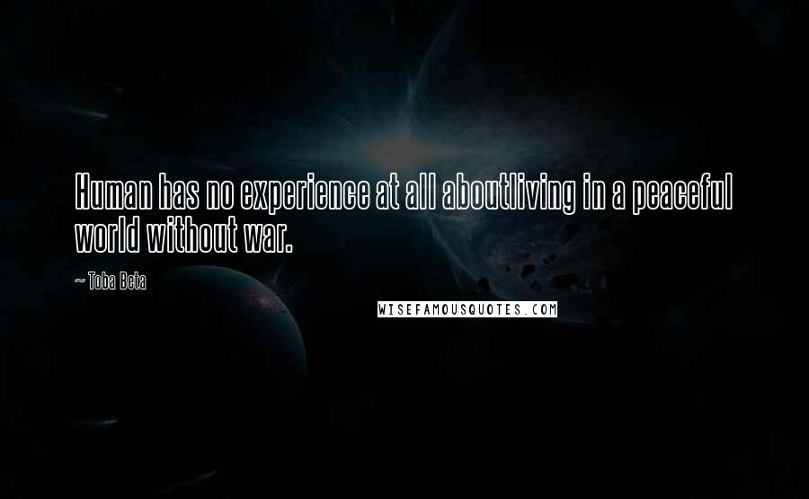 Toba Beta Quotes: Human has no experience at all aboutliving in a peaceful world without war.