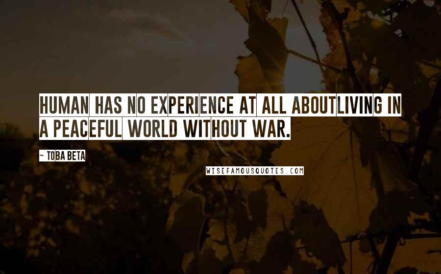 Toba Beta Quotes: Human has no experience at all aboutliving in a peaceful world without war.