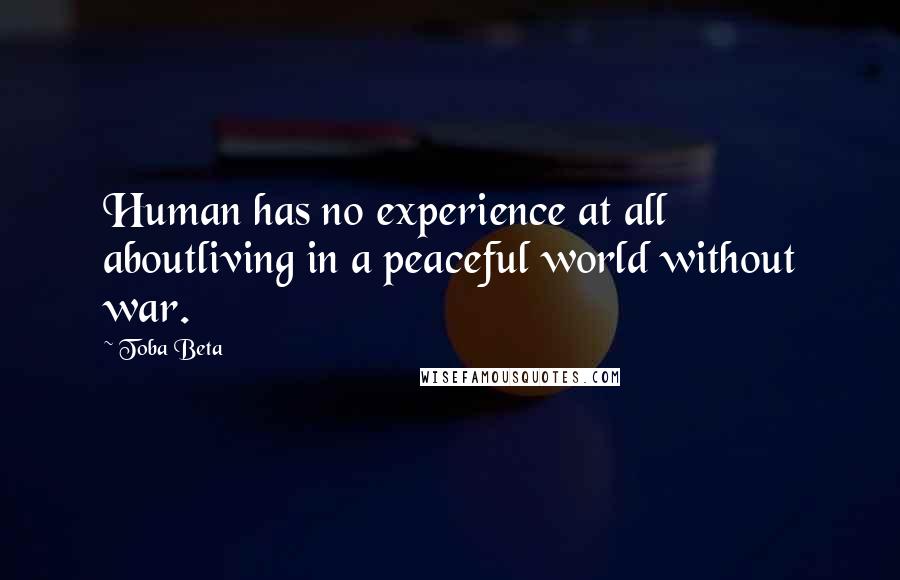 Toba Beta Quotes: Human has no experience at all aboutliving in a peaceful world without war.