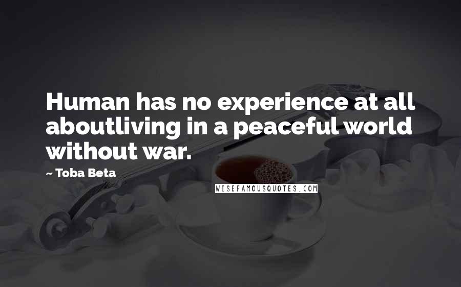 Toba Beta Quotes: Human has no experience at all aboutliving in a peaceful world without war.