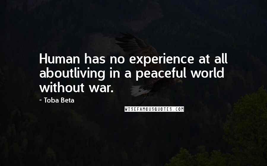 Toba Beta Quotes: Human has no experience at all aboutliving in a peaceful world without war.