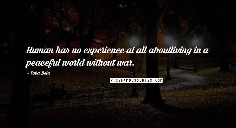 Toba Beta Quotes: Human has no experience at all aboutliving in a peaceful world without war.