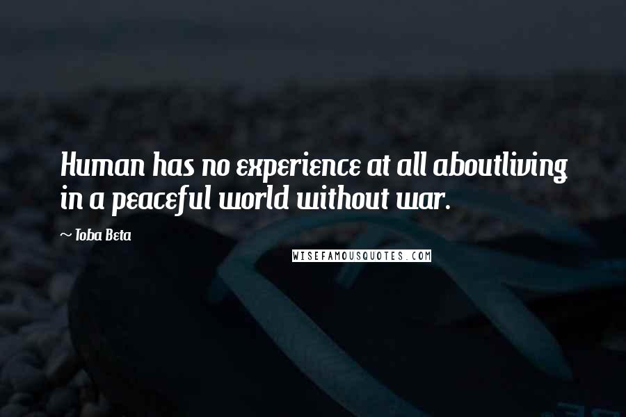 Toba Beta Quotes: Human has no experience at all aboutliving in a peaceful world without war.