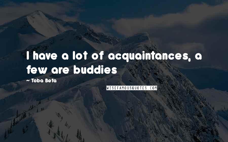 Toba Beta Quotes: I have a lot of acquaintances, a few are buddies