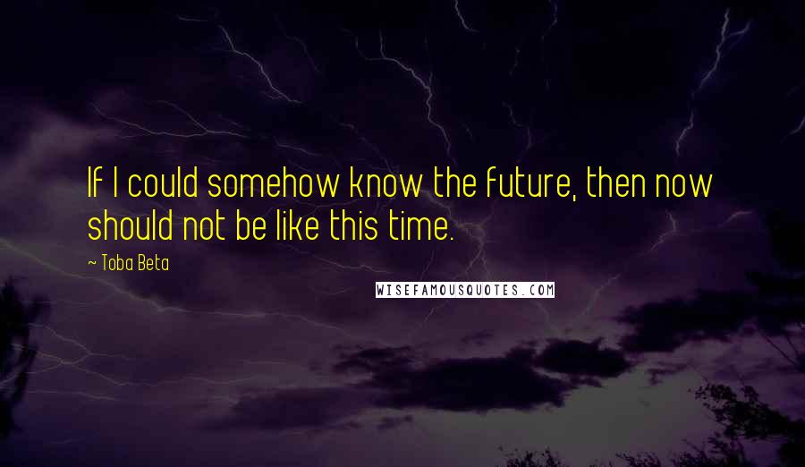 Toba Beta Quotes: If I could somehow know the future, then now should not be like this time.