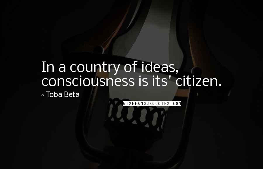 Toba Beta Quotes: In a country of ideas, consciousness is its' citizen.