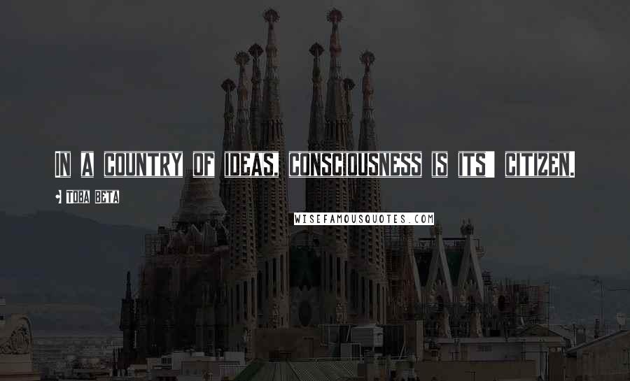 Toba Beta Quotes: In a country of ideas, consciousness is its' citizen.