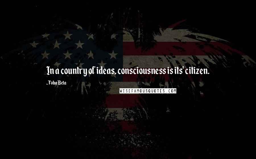 Toba Beta Quotes: In a country of ideas, consciousness is its' citizen.