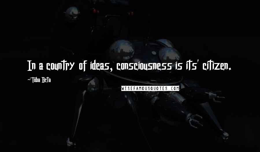 Toba Beta Quotes: In a country of ideas, consciousness is its' citizen.