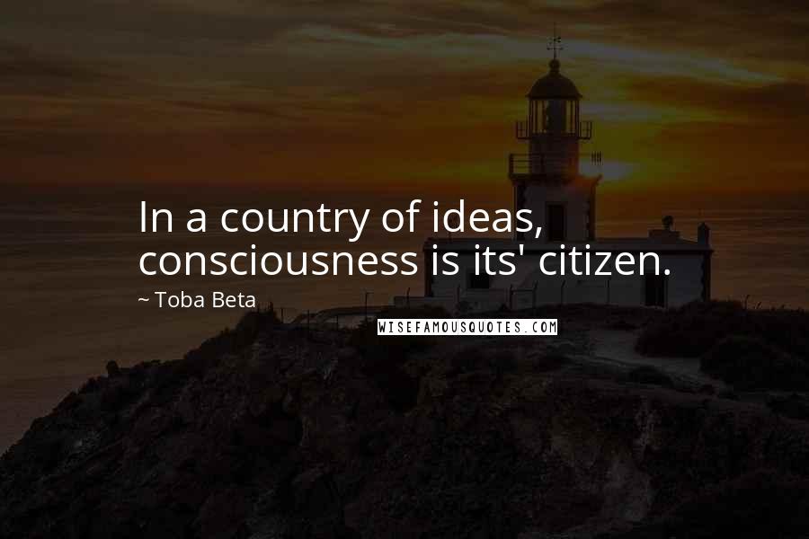 Toba Beta Quotes: In a country of ideas, consciousness is its' citizen.