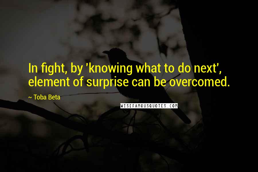 Toba Beta Quotes: In fight, by 'knowing what to do next', element of surprise can be overcomed.