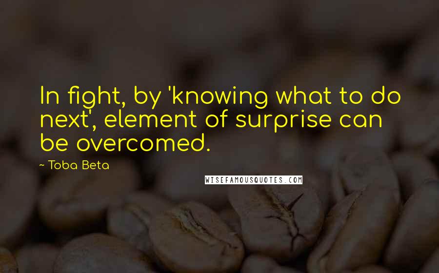 Toba Beta Quotes: In fight, by 'knowing what to do next', element of surprise can be overcomed.