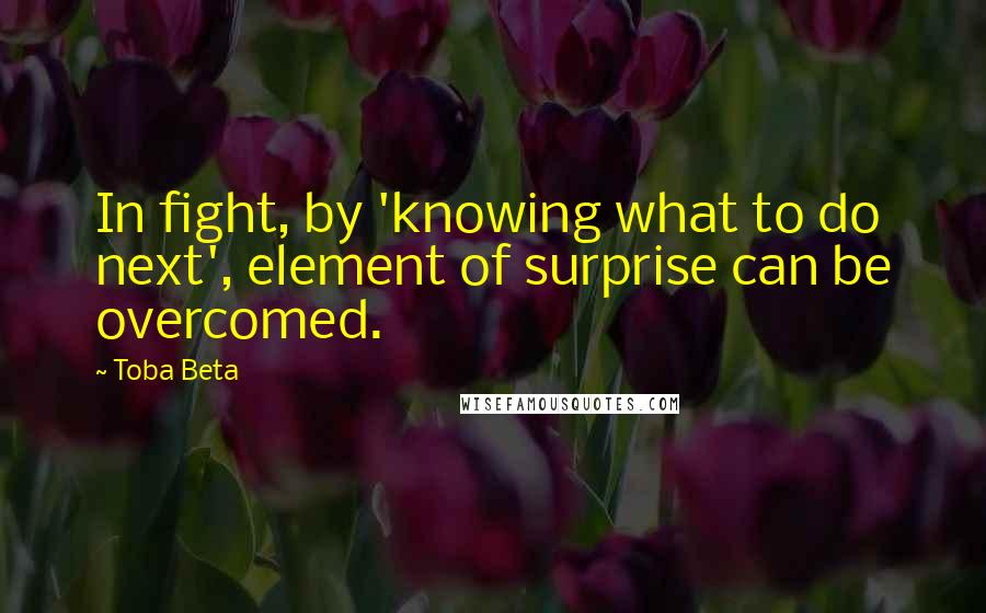 Toba Beta Quotes: In fight, by 'knowing what to do next', element of surprise can be overcomed.