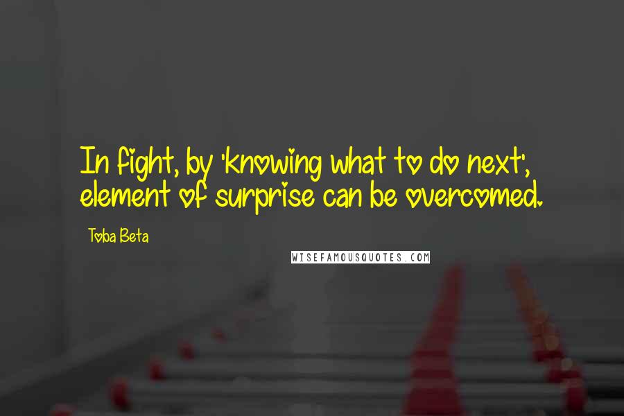 Toba Beta Quotes: In fight, by 'knowing what to do next', element of surprise can be overcomed.
